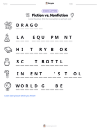 Fiction vs. Nonfiction printable worksheet preview