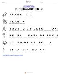 Vista previa de la hoja de trabajo imprimible de Ficción vs. No Ficción