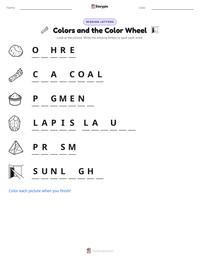 Colors and the Color Wheel printable worksheet preview