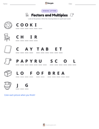 Factors and Multiples printable worksheet preview