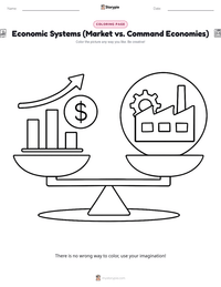 Economic Systems (Market vs. Command Economies) coloring page for kids