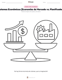 Página para colorear de Sistemas Económicos (Economías de Mercado vs. Planificadas) para niños