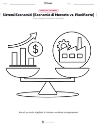 Pagina da colorare di Sistemi Economici (Economie di Mercato vs. Pianificate) per bambini