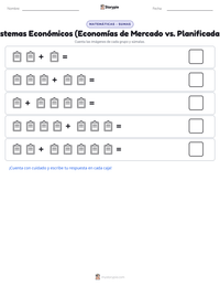 Vista previa de la hoja de trabajo imprimible de Sistemas Económicos (Economías de Mercado vs. Planificadas)