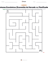 Vista previa de la hoja de trabajo imprimible de Sistemas Económicos (Economías de Mercado vs. Planificadas)