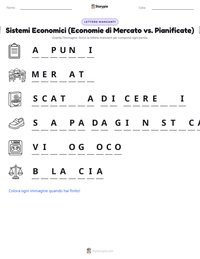Anteprima della scheda stampabile di Sistemi Economici (Economie di Mercato vs. Pianificate)