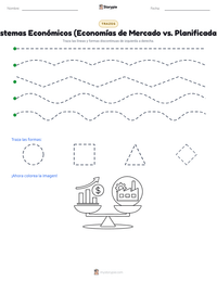 Vista previa de la hoja de trabajo imprimible de Sistemas Económicos (Economías de Mercado vs. Planificadas)