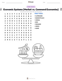 Economic Systems (Market vs. Command Economies) printable worksheet preview