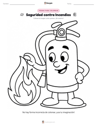 Página para colorear de Seguridad contra Incendios para niños