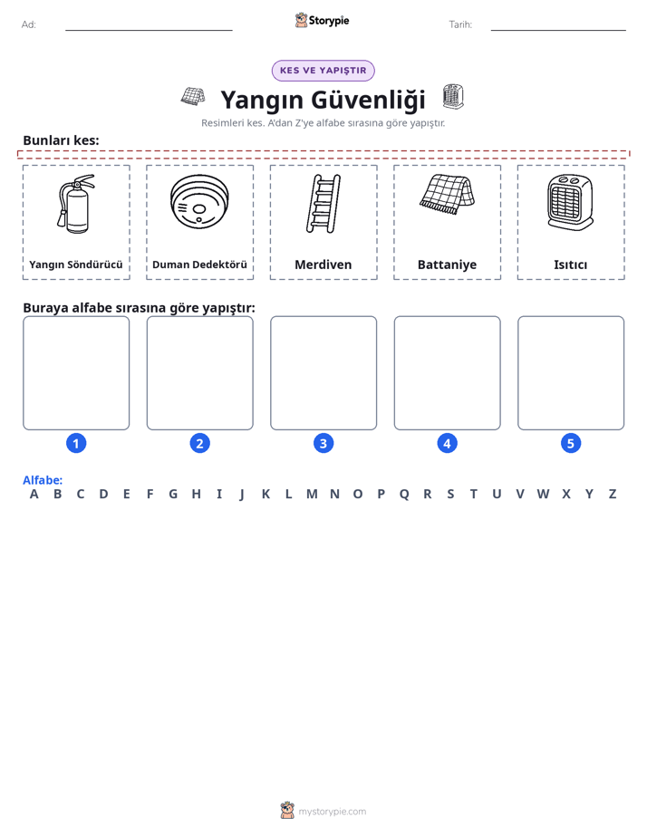 Kes & Yapıştır Alfabe