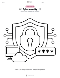 Cybersecurity coloring page for kids