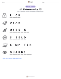 Cybersecurity printable worksheet preview