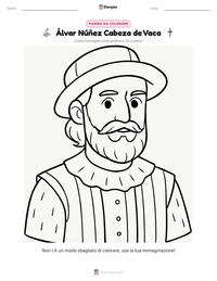 Pagina da colorare di Álvar Núñez Cabeza de Vaca per bambini