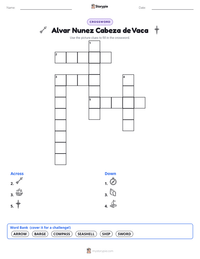 Alvar Nunez Cabeza de Vaca printable worksheet preview