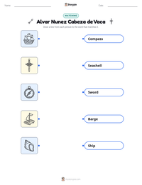 Alvar Nunez Cabeza de Vaca printable worksheet for kids