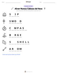 Alvar Nunez Cabeza de Vaca printable worksheet preview