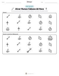 Alvar Nunez Cabeza de Vaca printable worksheet preview