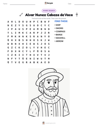 Alvar Nunez Cabeza de Vaca printable worksheet preview