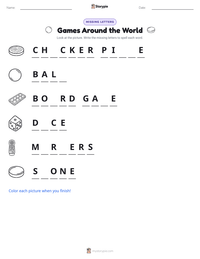 Games Around the World printable worksheet preview