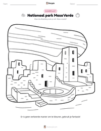 Nationaal park Mesa Verde afdrukbare werkblad voorbeeld