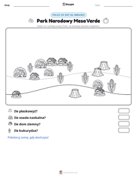 Podgląd drukowalnego arkusza ćwiczeń Park Narodowy Mesa Verde