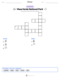 Mesa Verde National Park printable worksheet preview