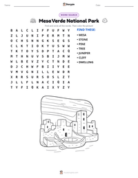 Mesa Verde National Park printable worksheet preview
