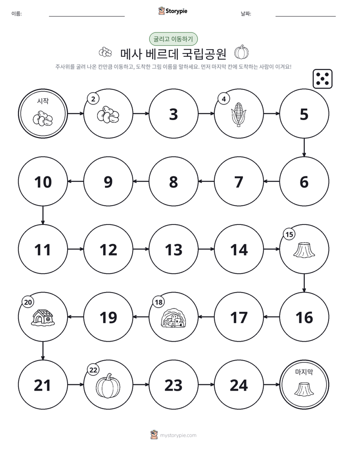 주사위 굴리고 이동하기 게임