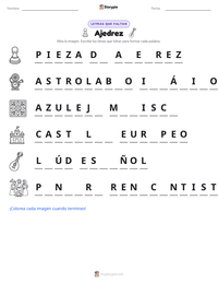 Vista previa de la hoja de trabajo imprimible de Ajedrez