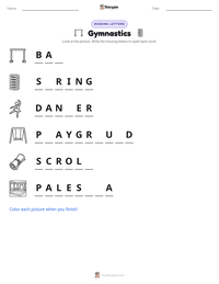 Gymnastics printable worksheet preview