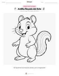 Página para colorear de Ardilla Rayada del Este para niños