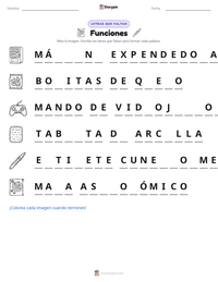 Vista previa de la hoja de trabajo imprimible de Funciones