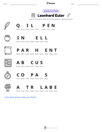 Leonhard Euler printable worksheet preview