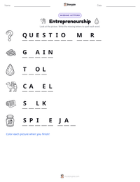 Entrepreneurship printable worksheet preview
