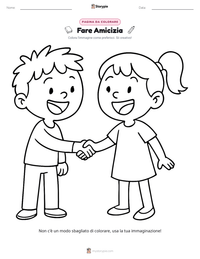 Pagina da colorare di Fare Amicizia per bambini