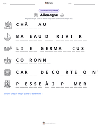 Aperçu de la feuille de travail imprimable Allemagne