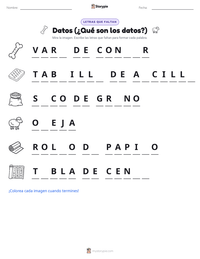 Vista previa de la hoja de trabajo imprimible de Datos (¿Qué son los datos?)