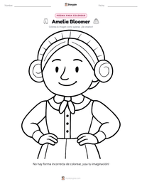 Página para colorear de Amelia Bloomer para niños