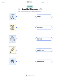 Amelia Bloomer printable worksheet for kids