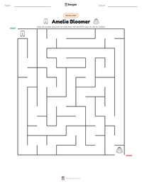 Amelia Bloomer afdrukbare werkblad voorbeeld