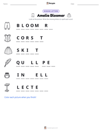 Amelia Bloomer printable worksheet preview