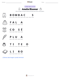 Vista previa de la hoja de trabajo imprimible de Amelia Bloomer