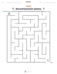 Neuschwanstein Şatosu yazdırılabilir çalışma sayfası önizlemesi