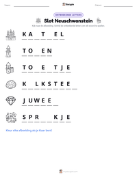 Slot Neuschwanstein afdrukbare werkblad voorbeeld