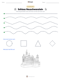 Schloss Neuschwanstein druckbare Arbeitsblatt Vorschau