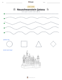Neuschwanstein Şatosu yazdırılabilir çalışma sayfası önizlemesi