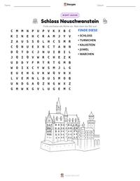 Schloss Neuschwanstein druckbare Arbeitsblatt Vorschau