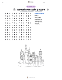 Neuschwanstein Şatosu yazdırılabilir çalışma sayfası önizlemesi