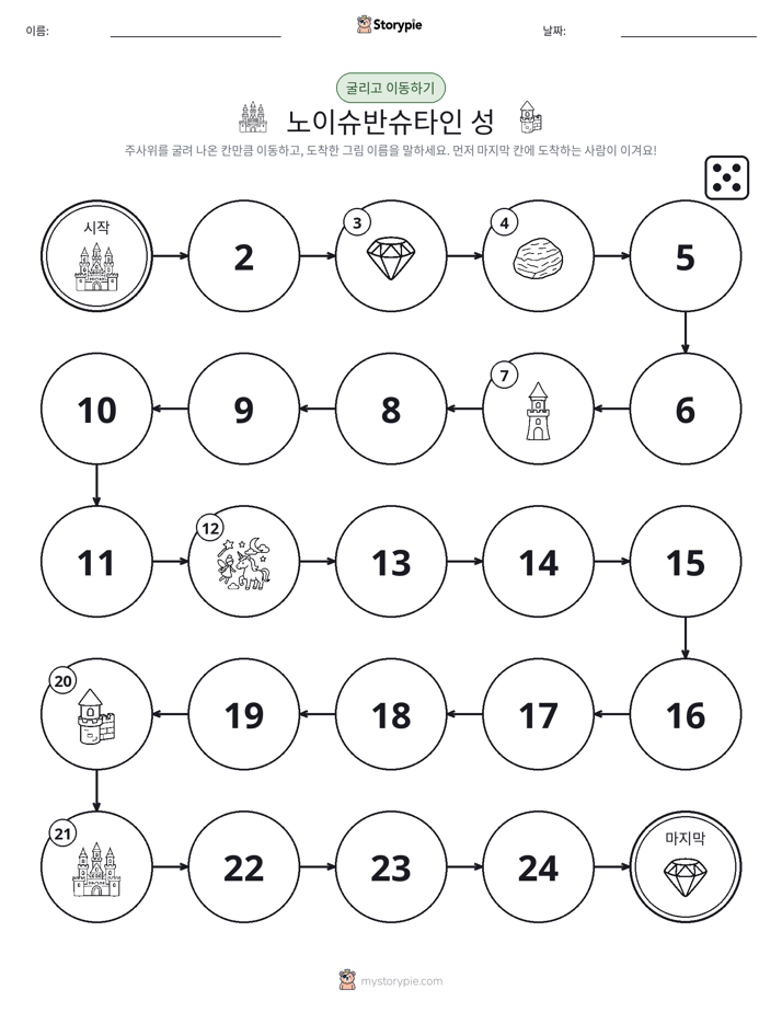 주사위 굴리고 이동하기 게임