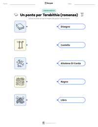 Scheda stampabile di Un ponte per Terabithia (romanzo) per bambini